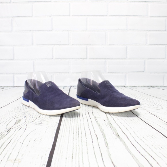 Cole Haan Grand Os Lightweight Blue Suede Loafers - Picture 4 of 8